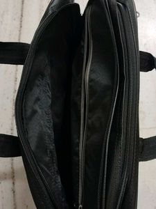 Stylish Black Leather Briefcase - Laptop Bag