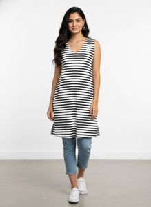 Striped Sleeveless V-Neck Top