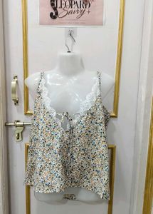 Floral Lace Trim Cami Top