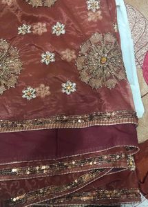 Elegant Brown Embroidered Saree