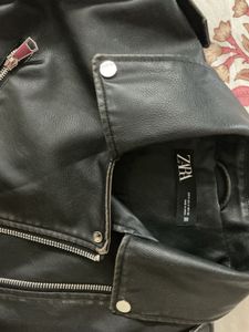 Zara Black Faux Leather Biker Jacket