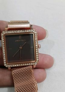Sparkling Rose Gold Square Watch