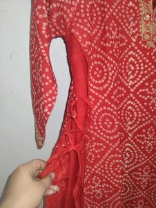 Red Bandhani Kurta