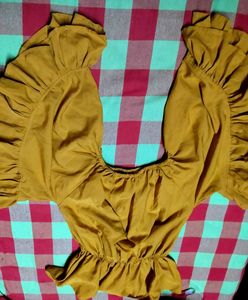 Mustard Yellow Ruffle Sleeve Top