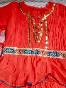 Orange Dress with Gold Detailing