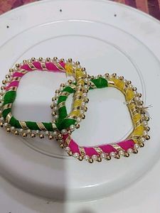 Colorful Thread Bangles with Pearls