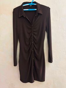 Chic Ruched Button-Down Dress