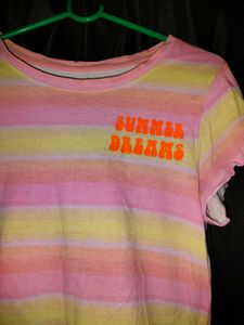 Striped Lettuce Hem T-Shirt