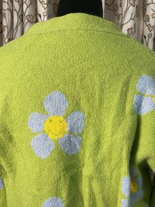 Lime Green Floral Cardigan