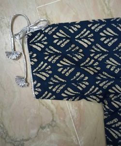 Navy Blue Printed Blouse