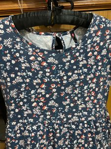 Chic Floral Print Dress &amp; Brown Top