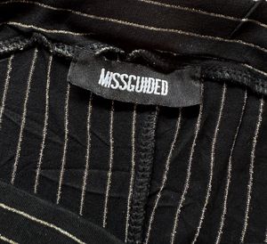 High Waist Gold &amp; Black Striped Wide Pants