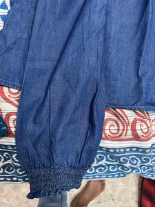 Dark Blue Ruffle Top