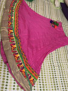 Pink Embroidered Lehenga Choli with Green Dupatta