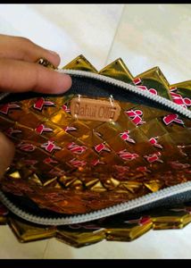 Sparkling Gold Woven Clutch Bag