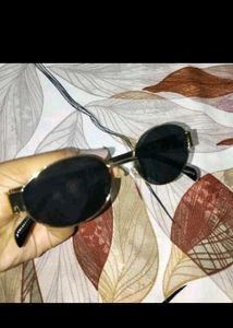 Oval Sunglasses - Gold Frame, Black Lenses