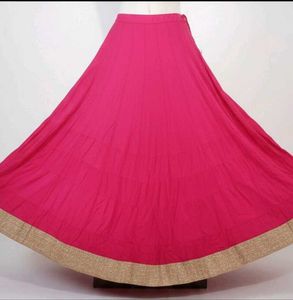 Elegant Pink stretchable Skirt with short kurti