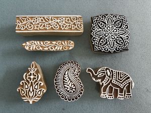 Set of 6 Printing Wooden Blocks with Diary
