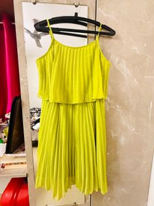 Women Skater Lime Green knee length dress
