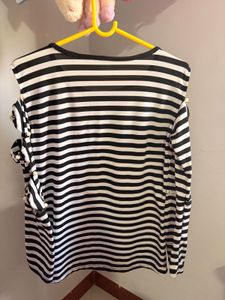 Striped Top with Bow Sleeves