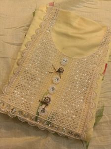 Hand-Painted Yellow Kurta Set