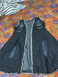 Striped Dress with Denim Shrug
