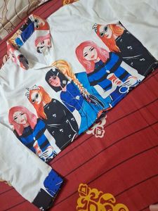 Graphic Print Short Shirt For Girls