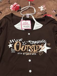 Brown Graphic Print T-Shirt
