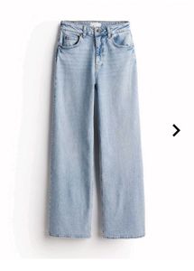 H&M Women Lightly Washed Wide-Leg Jeans