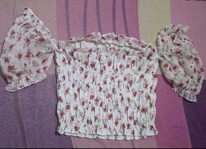 Boho Off-Shoulder Floral Crop Top