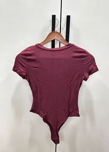 V-Neck Burgundy Bodysuit