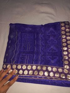 Purple Color Printed Saree With Lace