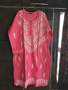 Lucknowi Chikankari Pink Kurta