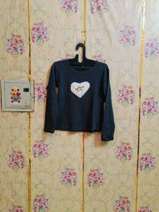 🇳🇿💫🎀Grey Heart Graphic Sweatshirt