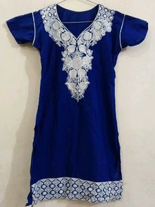 Blue Embroidered SHORT Kurti