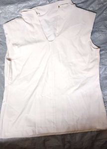 white Sleeveless High Neck Top