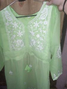 Lime Green Embroidered Kurta