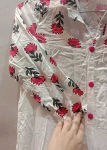 white flower print anarkali/gown