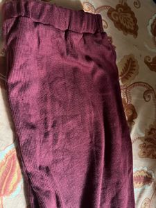 High Waist Ribbed Flared Trouser