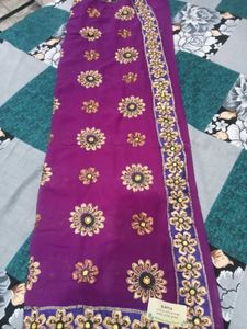 Elegant Purple Saree with Embellishments