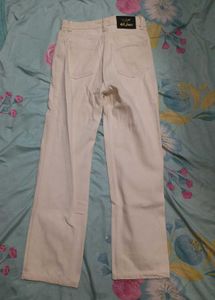 Cream Wide Leg Jeans