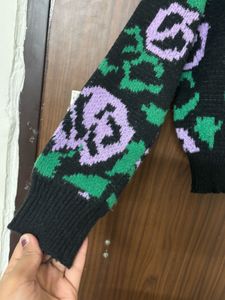 Korean Floral Patterned Cardigan Sweater