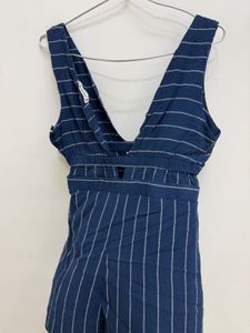 Stylish Blue Striped Jumpsuit
