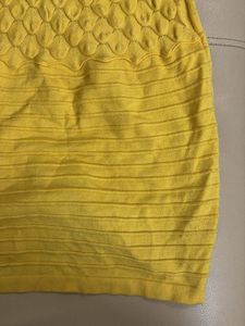 Yellow Textured Sleeveless knitted top