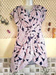 Boho Paisley Twist-Front Mini Dress