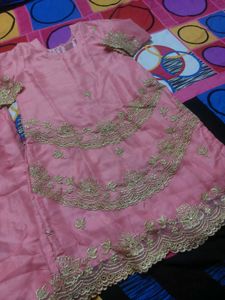 pakistani Beautiful Pink sharara Set with Gold Emb