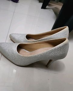 Silver Glittery Pump Heels - size 37