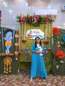 Blue Kurta with White Polka Dots