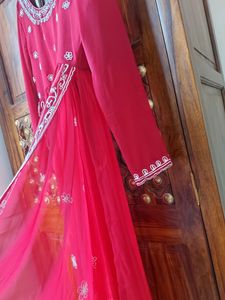 Poshak Hub High Slit A-Line Kurti Set In Pink (NEW