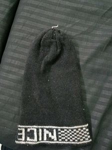 Black Knit Beanie with Pattern